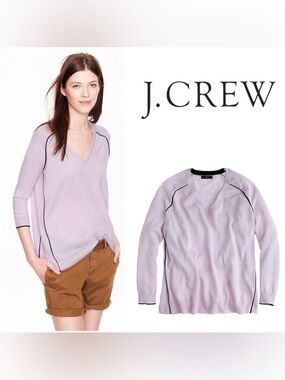 J. CREW Merino Wool Tipped Side-Panel Sweater